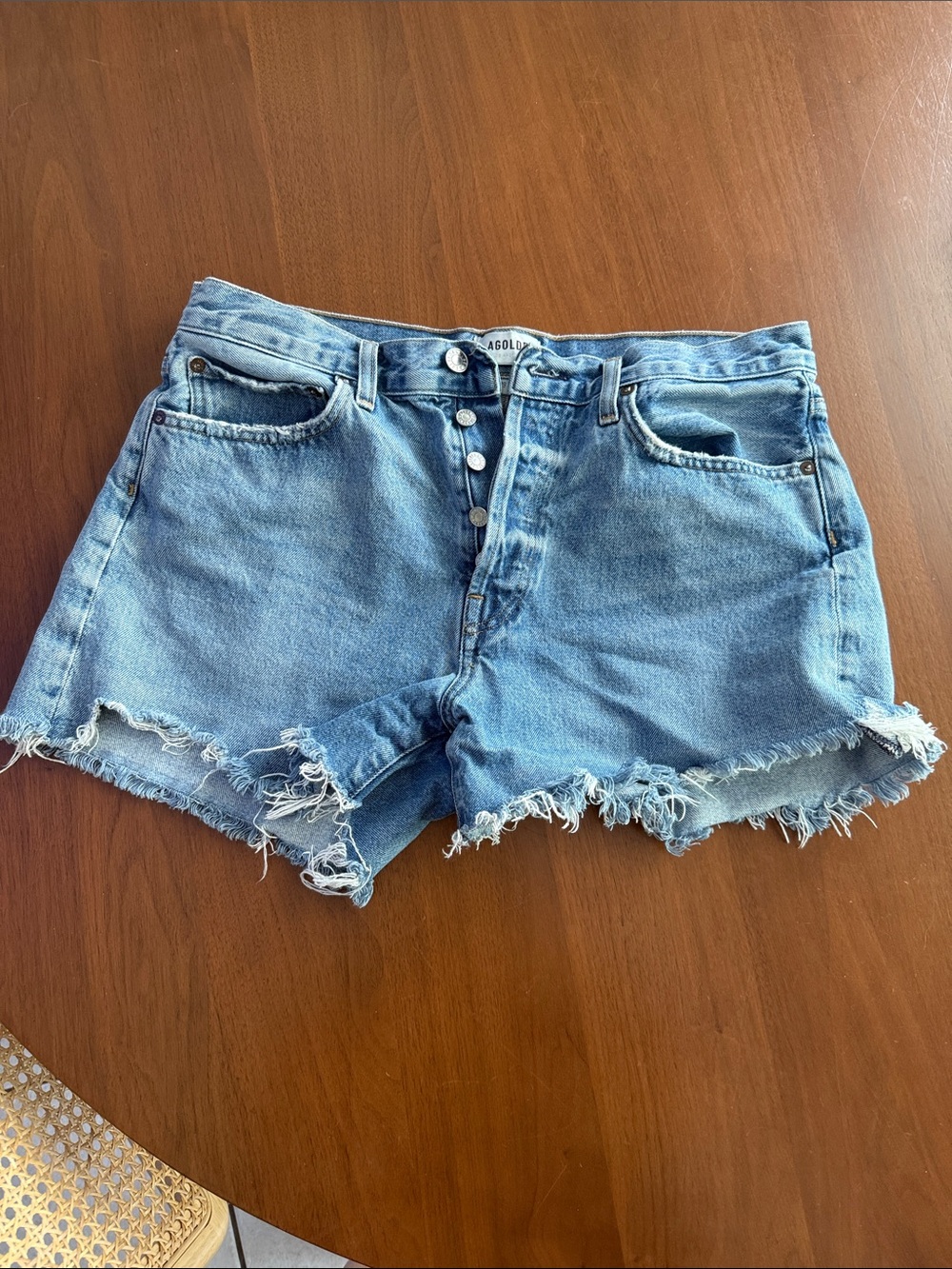 AGOLDE parker long jean shorts